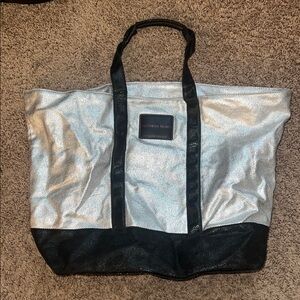 Victoria's Secret Shimmering Silver and Black Tote
